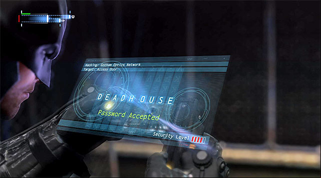 Climb onto the ledge above and select the Cryptographic Sequencer from the inventory - Scan the corpse in the GD morgue | Main storyline - Main storyline - Batman: Arkham Origins Game Guide