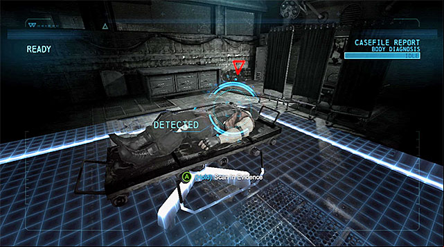 Scan the corpse - Scan the corpse in the GD morgue | Main storyline - Main storyline - Batman: Arkham Origins Game Guide