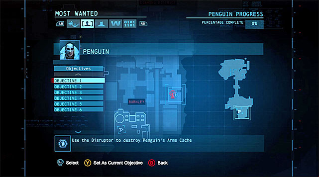 Right after you return to Burnley (the precincts rooftop) Barbara Gordon should Batman, and ask him to stop the Penguin - Penguin | Most Wanted - Most Wanted - Batman: Arkham Origins Game Guide