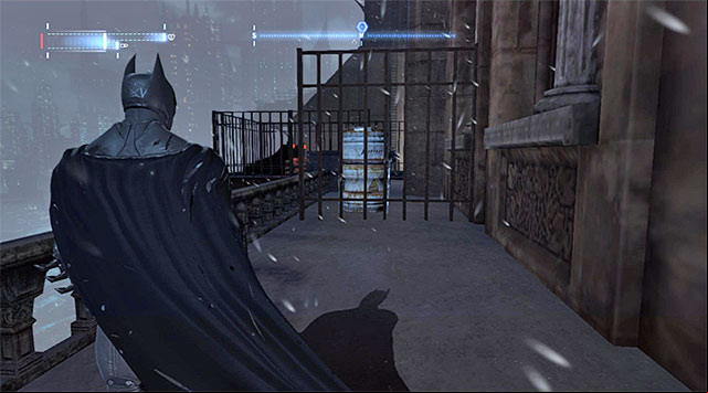 Your target is on the balcony shown in the screenshot, located at the edge - Black Mask | Most Wanted - Most Wanted - Batman: Arkham Origins Game Guide