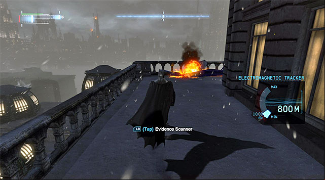 The next step is to find the choppers tail rotor - Case 1224-4: Helicopter Crash | Casefile Reports - Casefile Reports - Batman: Arkham Origins Game Guide