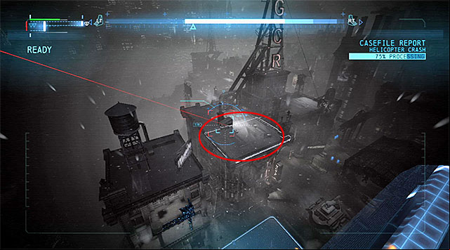 Now you need to locate the places that the shot has been fired from - Case 1224-4: Helicopter Crash | Casefile Reports - Casefile Reports - Batman: Arkham Origins Game Guide