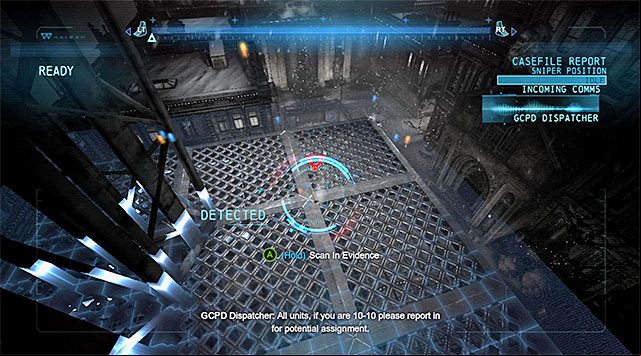 The bullet case on the catwalk - Case 1224-4: Helicopter Crash | Casefile Reports - Casefile Reports - Batman: Arkham Origins Game Guide