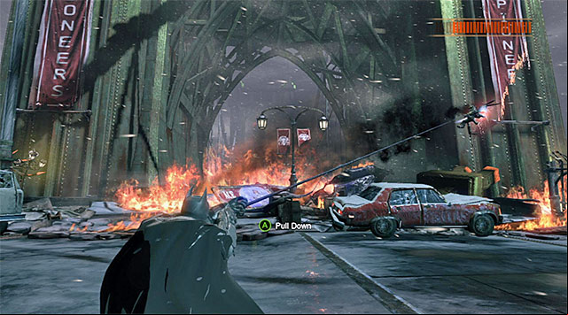 You need to use the claw to catch the boss - Defeat Firefly | Main storyline - Main storyline - Batman: Arkham Origins Game Guide