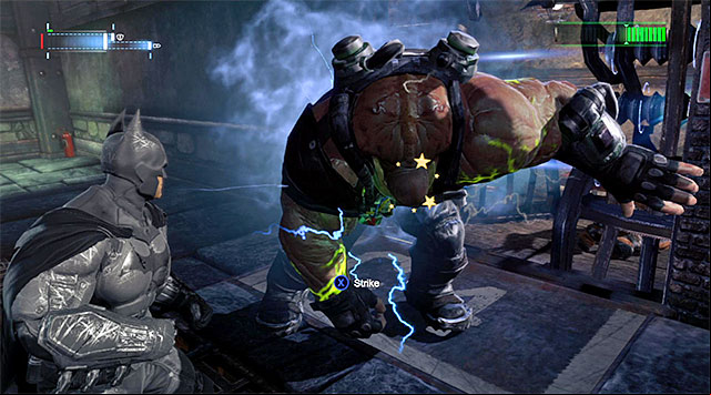 Variant two is way better, and it assumes that you keep pushing Bane onto the electric fence that separates the cages with prisoners from the main corridors - Defeat Bane #2 | Main storyline - Main storyline - Batman: Arkham Origins Game Guide
