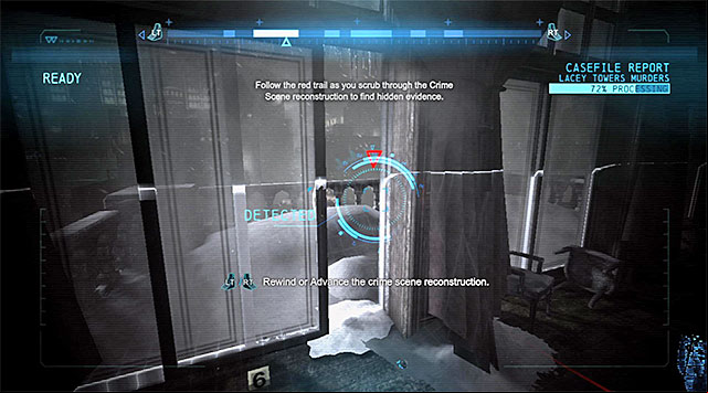 Take a look around the site for possible DNA on the floor, connected this time with the destroyed table - Case 1224-2: Lacey Tower Murders | Casefile Reports - Casefile Reports - Batman: Arkham Origins Game Guide