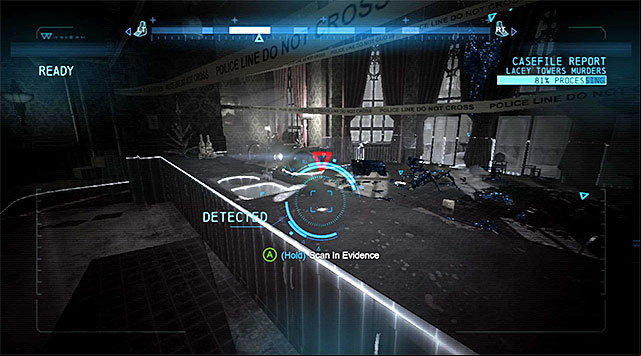 Go now towards the apartments exit but, after you take the stairs, turn right and examine the counter on the right - Case 1224-2: Lacey Tower Murders | Casefile Reports - Casefile Reports - Batman: Arkham Origins Game Guide