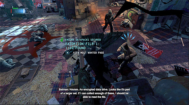 The collectible is in the main courtroom, where you fight Anarky, among others - The best hidden datapacks - Extortion File 1 (Park Row) | Enigma Datapacks - Enigma Datapacks - Batman: Arkham Origins Game Guide