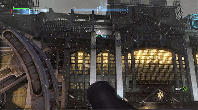 Start to the east of the collectible and locate the area shown in the above screenshot, where you can pull yourself up to the ledge above, using the hook - The best hidden datapacks - Extortion File 10 (Industrial District) | Enigma Datapacks - Enigma Datapacks - Batman: Arkham Origins Game Guide