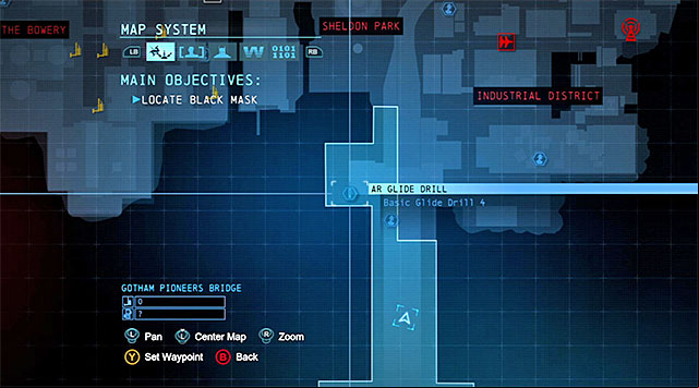 To start this task, you need to reach the Northern part of the Gotham Pioneers Bridge (the above screenshot) - Dark Knight System | Challenges - Challenges - Batman: Arkham Origins Game Guide