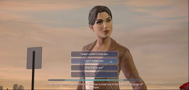 Once youve talked to Alfred and performed a small investigation, youll go to a meeting with Selina - Chapter 3 - On the Trail | Walkthrough - Episode 5: City of Light - Batman: The Telltale Games Series Game Guide