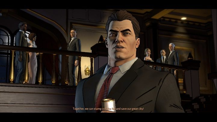 Once you enter the living room, we watch a short speech by Harvey - Chapter 2 - The One That Got Away | Walkthrough - Episode 1: Realm of Shadows - Batman: The Telltale Games Series Game Guide