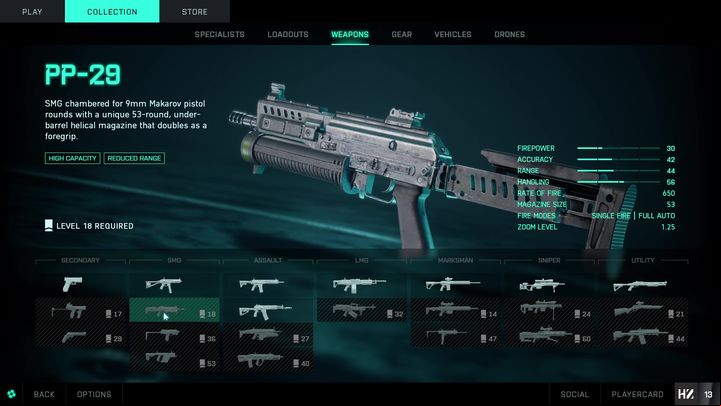 PP-29 is a weapon that can be unlocked at Level 18 - Battlefield 2042: SMG - list - Weapons - Battlefield 2042 Guide