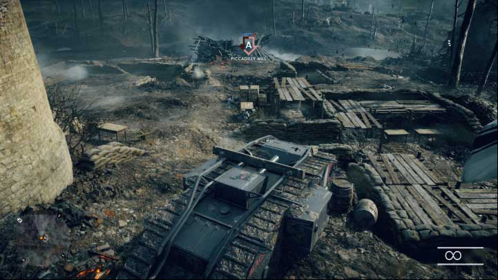 If possible, avoid driving through the mud because it slows down the tank, making it an easy target for the cannons - Through Mud and Bloods | Walkthrough - Walkthrough - Battlefield 1 Game Guide
