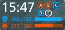 Flags captured by your squad are marked in blue, neutral ones are marked in white, whereas the red ones have been captured by your opponent - Conquest - Game modes - Battlefield Hardline - Game Guide and Walkthrough