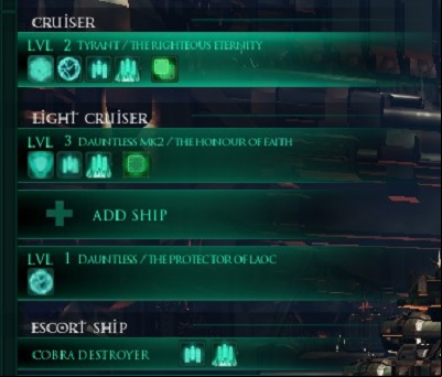 Here you can unlock new slots and modify your current units - Interface and modifications - Shipyard - Battlefleet Gothic: Armada - Game Guide and Walkthrough