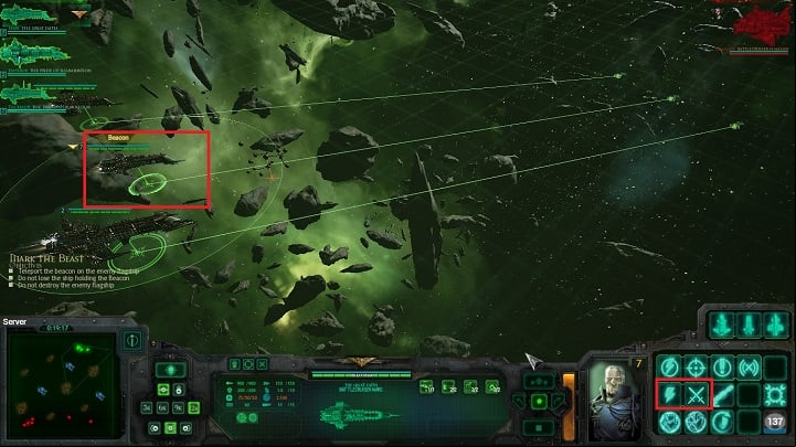 The transmitter will be placed on one of your ships - Chapter IV - 12th Black Crusade - Campaign - Battlefleet Gothic: Armada - Game Guide and Walkthrough
