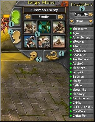 1, 2 - switch sides buttons - you have to use them to pit your units against each others - Interface - Forge interface - Interface - BattleForge - Game Guide and Walkthrough