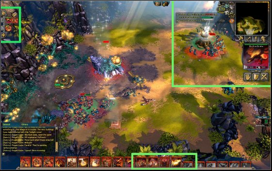 The framed parts are described below - Interface - Battle interface - Interface - BattleForge - Game Guide and Walkthrough
