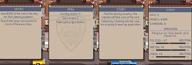 The notebook is your personal encyclopedia. - Interface and the notebook | Gameplay basics - Gameplay basics - Beat Cop Game Guide