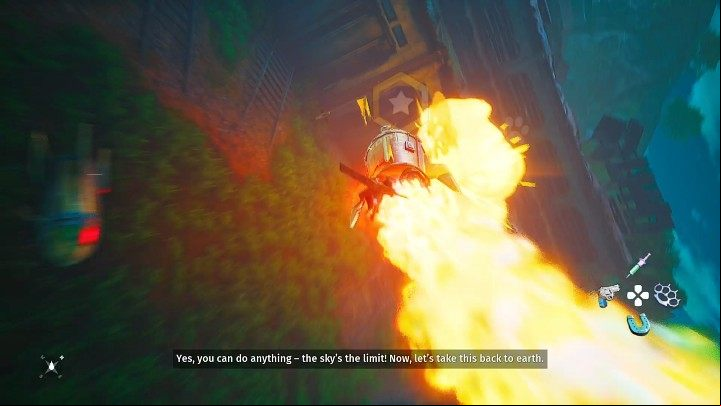 After the fight, interact with the rocket and your hero will cling to it and steer it in such a way that the gate leading to Gizmo's hideout will get blown up - Biomutant: The Chugyard - walkthrough - Main tasks - Biomutant Guide