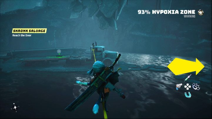 Jump on the rope and walk towards the truck, then head to the right and jump over the rocks to the room at the end of the path - Biomutant: Gizmo - walkthrough - Main tasks - Biomutant Guide