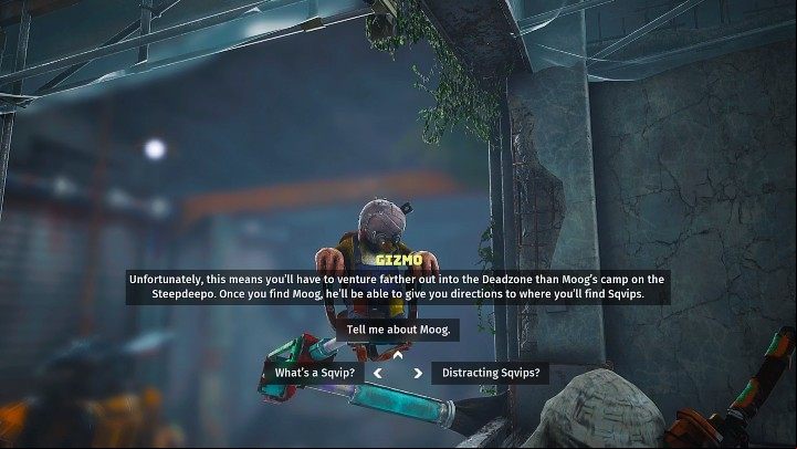 During the conversation, Gizmo will reveal to you that he has been working on a special weapon that can help in the fight against Jumbo Puff, but he needs special ammunition for it - the Sqvips - Biomutant: Gizmo - walkthrough - Main tasks - Biomutant Guide