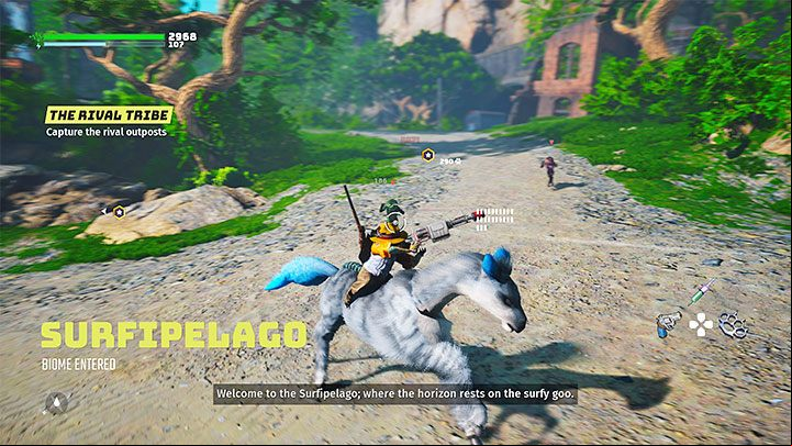Mounts can help you mainly to explore the world faster, but you can also use ranged weapons while on the mount's back - Biomutant: Mounts and vehicles - Basics - Biomutant Guide