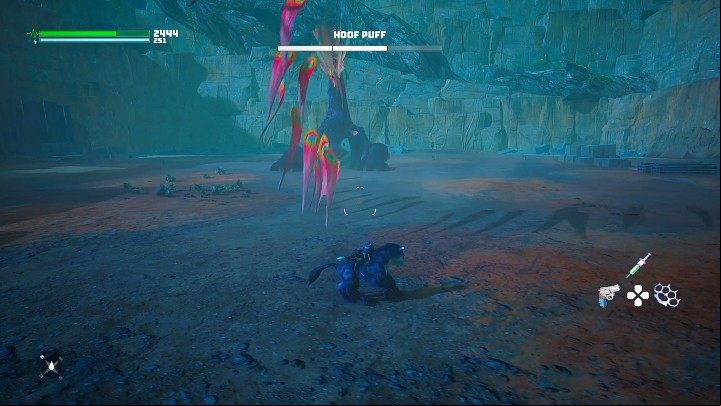 In the second phase of the fight, the Hoof Puff will start shooting bullets from his tail - Biomutant: The Northeastern Worldeater - walkthrough - Main quests - Biomutant Guide