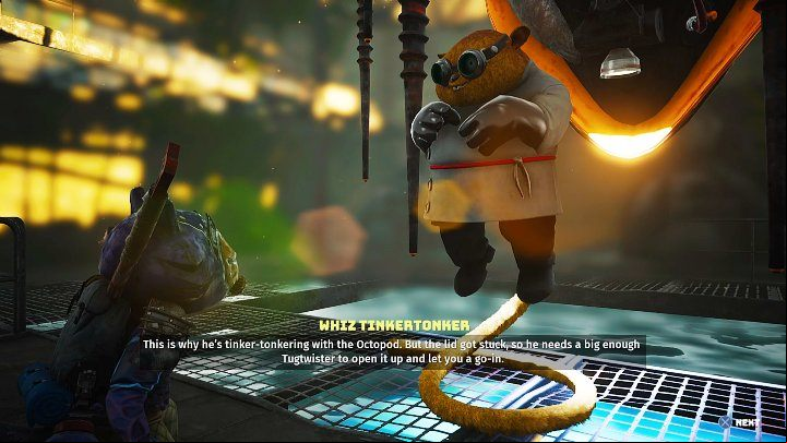 Whiz will tell you about his invention, the Octopod, to help you fight the Murk Puff - Biomutant: Whiz - walkthrough - Main quests - Biomutant Guide
