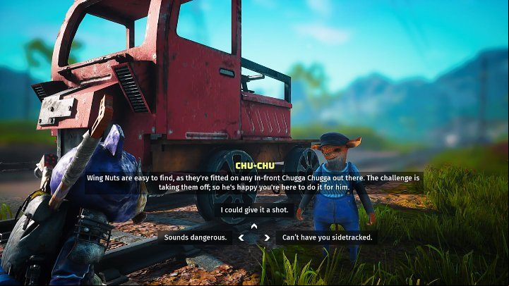 Unfortunately, Whiz didn't manage to open the hatch to the Octopod, and this time he'll ask you to visit Chu-Chu at End-of-the-Line to find out how to get a Grease-Sprinkler - Biomutant: Whiz - walkthrough - Main quests - Biomutant Guide