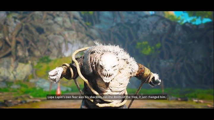 During the previous battle ( The Meat Eater story quest), Lupa-Lupin was defeated and captured by the roots of the Tree of Life - Biomutant: End of the World - walkthrough - Main quests - Biomutant Guide
