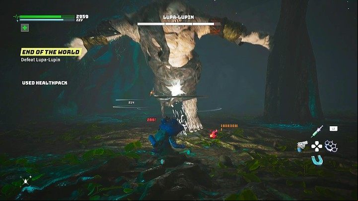 It is definitely easier to fight with ranged weapons, as you will be out of range of many of Lupa-Lupin's attacks - Biomutant: End of the World - walkthrough - Main quests - Biomutant Guide