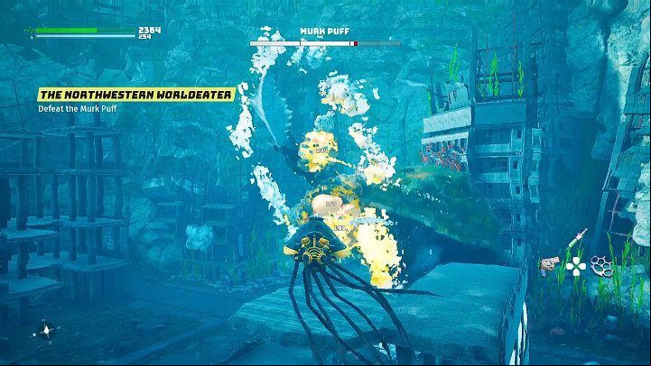 If you get too close to Murk Puff, the boss will try to hit you with his front paws - Biomutant: Murk Puff - how to defeat? - Bosses - Biomutant Guide