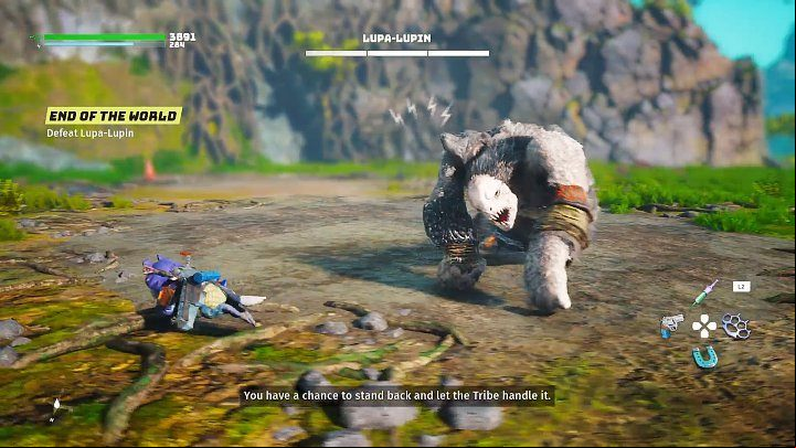 Lupa-Lupin, despite his huge size, is a very agile opponent and can charge at your hero in a split second - be prepared to dodge to the side when you see the characteristic white lightning icons above his head - Biomutant: Lupa-Lupin, the final boss - how to defeat? - Bosses - Biomutant Guide