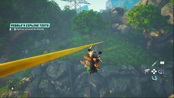 Another task from Pebble involves sliding down three ropes - Biomutant: Pebble Dabble - walkthrough - NPC quests - Biomutant Guide