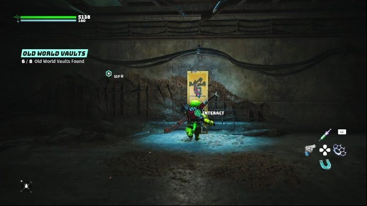 The entrance to the vault is in a small descent in the middle of an empty plaza - Biomutant: Old World Vaults - walkthrough - Exploration - Biomutant Guide