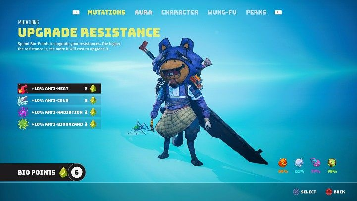 Bio-points in Biomutant can also be spent to upgrade the hero's immunity - Biomutant: Mutations - Basics - Biomutant Guide