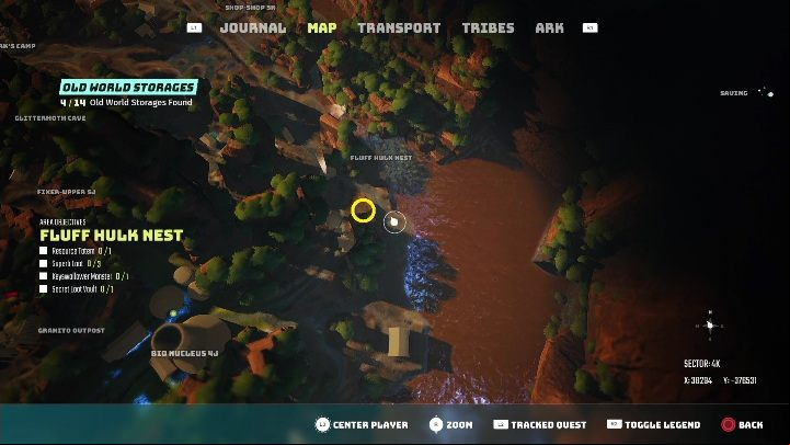 The monster lies on the sand, right at the edge of a small mountain - Biomutant: Old World Storage - walkthrough - Exploration - Biomutant Guide
