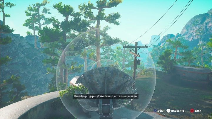 Once you gain access to the satellite, direct it towards the tower hidden behind the tall trees - Biomutant: The Oxygen Pingdish - walkthrough - Pingdishes - Biomutant Guide