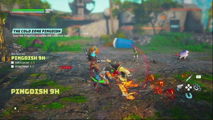 You can find the satellite to check the signal at Pingdish 9H - Biomutant: The Cold Zone Pingdish - walkthrough - Pingdishes - Biomutant Guide