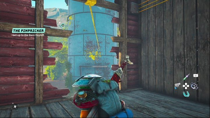From the boards, grab onto the rope - Biomutant: Maya - walkthrough - NPC quests - Biomutant Guide
