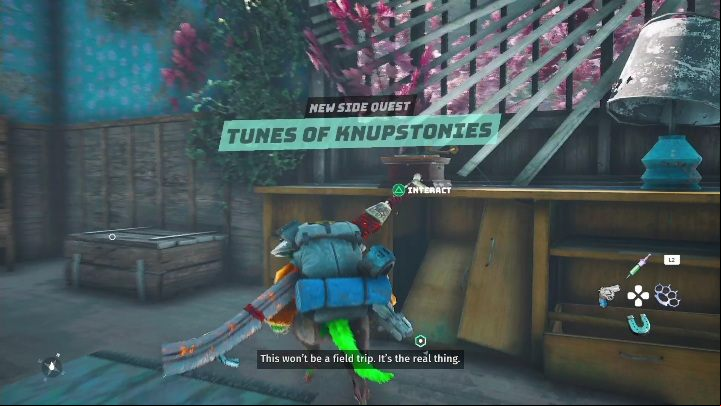 Then go back to the gramophone, insert the vinyl, and position all the elements according to the colors - Biomutant: The Spiral Groover - walkthrough - NPC quests - Biomutant Guide