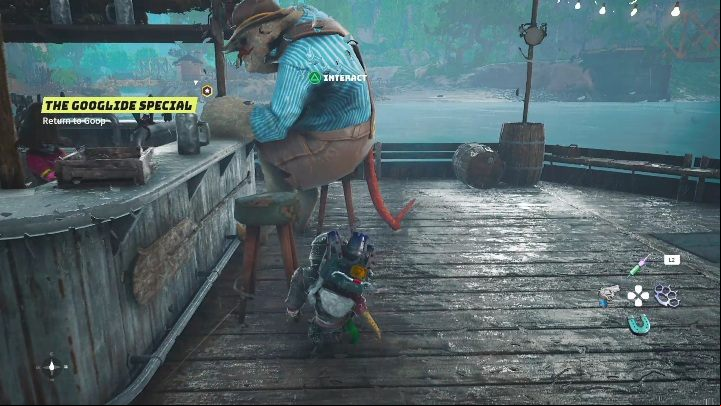 How to start: Talk to the man, in the Sinkidink bar - Biomutant: Gulp - walkthrough - NPC quests - Biomutant Guide