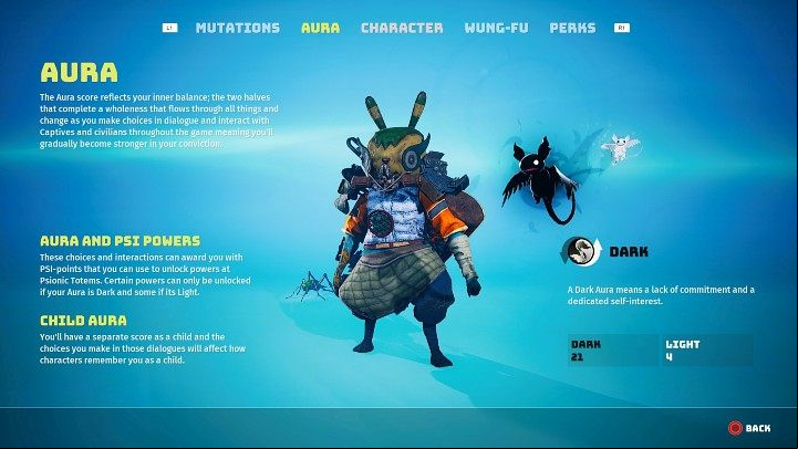 If your actions are more aggressive and selfish, you will strengthen the Dark Aura - Biomutant: Being evil - does it pay off? - Campaign - Biomutant Guide