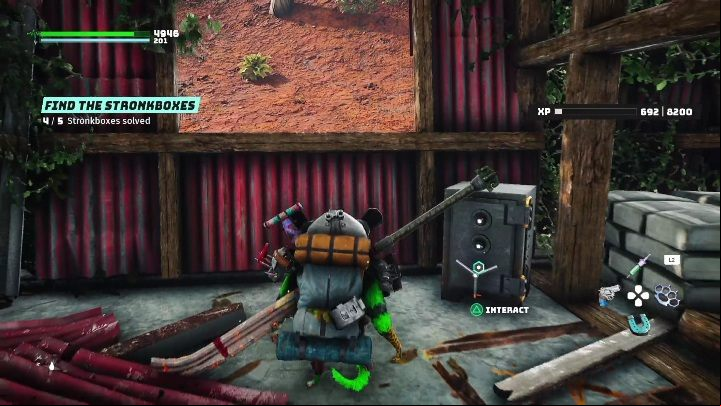 You will find the last part of the task in the red house, created from sheet metal - Biomutant: Find the Stornkboxes - walkthrough - Exploration - Biomutant Guide