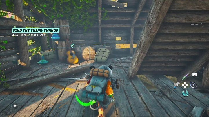 You'll find the guitar in the wooden house, right by the stairs - Biomutant: Find the Twing-Twangs - walkthrough - Exploration - Biomutant Guide
