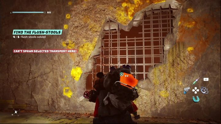 Location: Behind the wall that can be destroyed with Klonkfist, in the Aerodome - Biomutant: Find the Flush-Stools - walkthrough - Exploration - Biomutant Guide