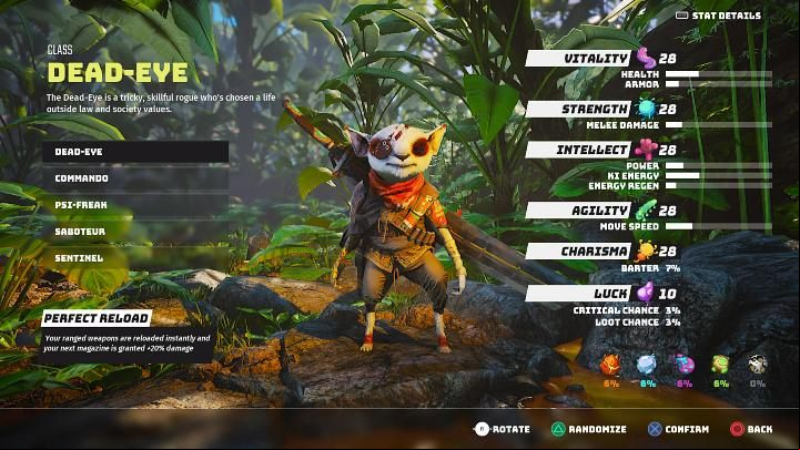 Dead-Eye is one of the classes available in Biomutant and is a great choice for anyone who wants to focus on using ranged weapons and having melee weapons as secondary - Biomutant: Best character class - which one? - Character & equipment - Biomutant Guide