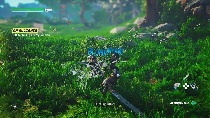 As you walk to the place marked on the world map, you will witness a battle between of the Myriad tribe and Jagni warriors - Biomutant: An Alliance - walkthrough - Present Day - Biomutant Guide